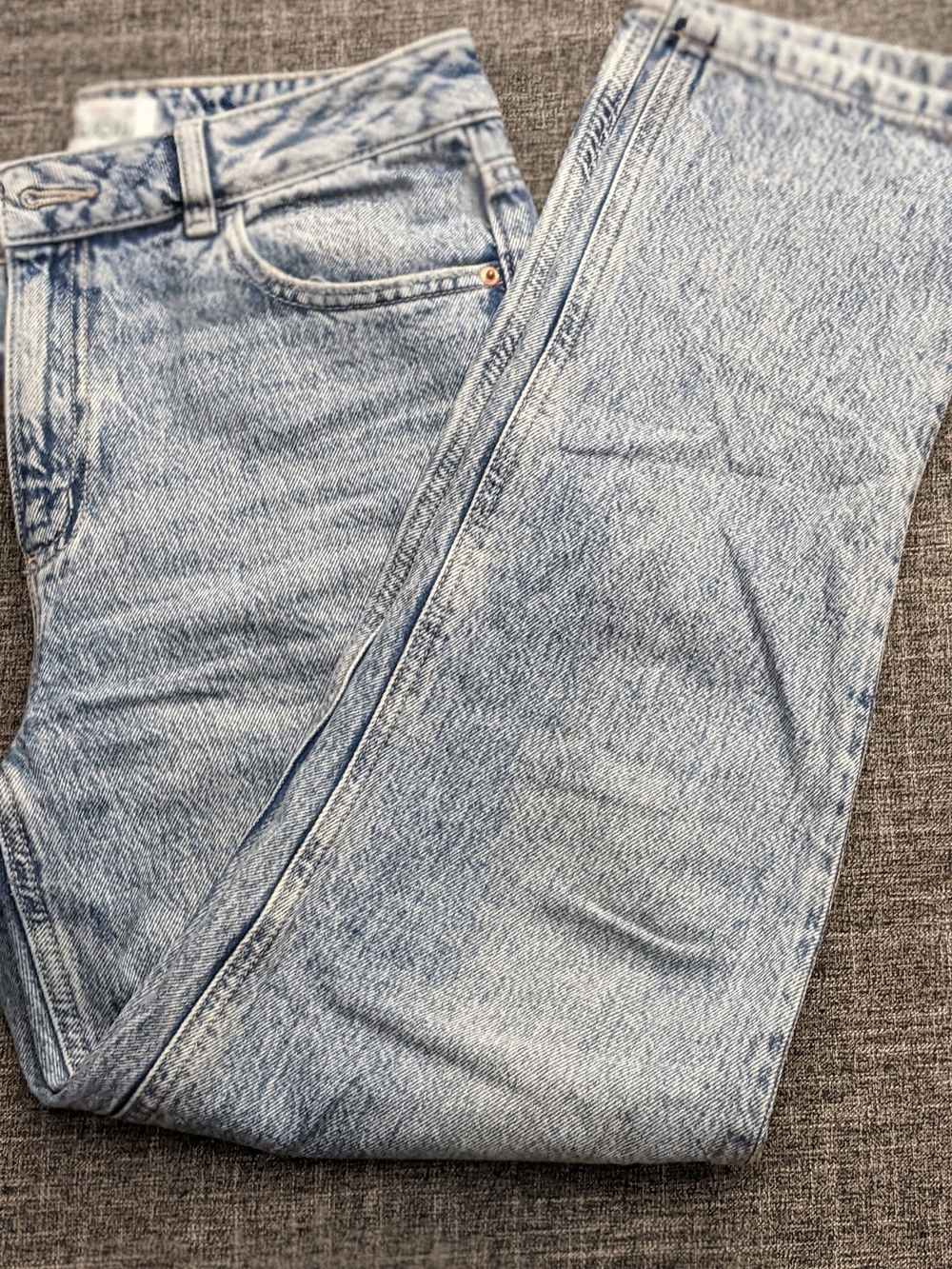 Dynamite Light Blue Striped Denim “MOM / MOM” Label Jeans